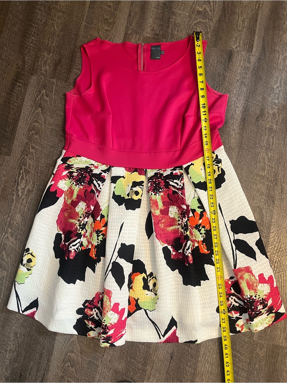 Gabby Skye Women’s Size 18 Hot Pink and Floral Fit-and-Flare Midi Dress - Picture 1 of 6